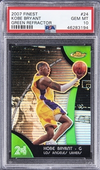 2007-08 Topps Finest Basketball Green Refractor #24 Kobe Bryant (#104/149) - PSA GEM MT 10